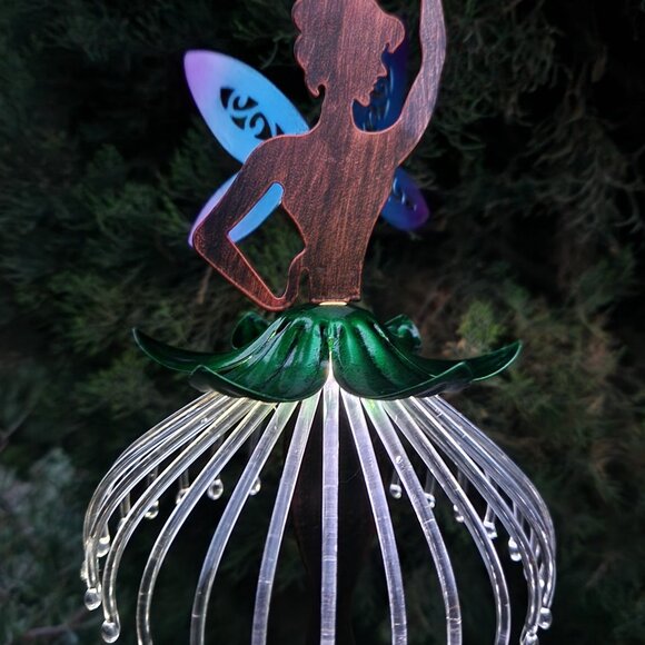 Silhouette Fairy Dancer Solar Yard Art-WHITE - Picture 1 of 3